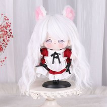 솜인형 가발 웨이브 고열사 소품 애쉬핑크 퍼플 그레이 블루 20cm, 흰색, 20cmcm