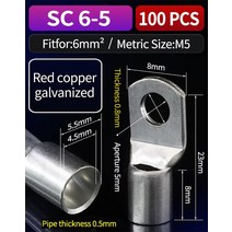 구리 매트 카펫 러그 링 와이어 커넥터 케이블 전기 터미널 SC6-5 SC6-6 SC6-8 SC10-6 SC10-8 SC16-6 SC16-8 SC25-6 100 개, [01] SC6-5 100PCS, [02] 5 Packs