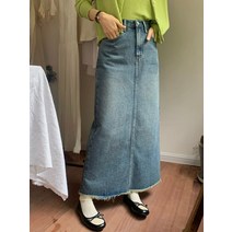 Banhany 에테 A라인 뒷트임 롱 데님 스커트 2color
