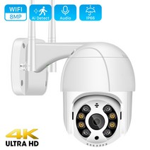 스마트카메라 홈 가정CCTV 감시카메라 8mp 4k 무선 ptz hd 1080p 컬러, 8mp 128GB 카드 추가, 협력사, EU 플러그