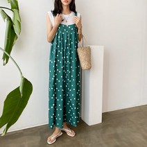여자 귀여운 도트 땡땡이 편안한 나시 점프수트