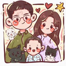 디지털 액자 장식 그림이 되고 맞춤 제작된 귀여운 손으로 그린 2차원 만화 커플 결혼식, 5. 액자, 테이블 선물, 맞춤형 아바타