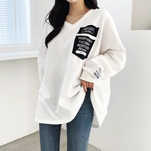 베시시걸 패치V 기모 박스 루즈핏 롱티셔츠 빅사이즈 임부복