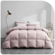 구스토퍼 헝가리구스이불 자가발열 호텔 토퍼 겨울 커버 거위 오리 3d 빵 풀 사이즈 올 시즌 따뜻한 편안한 면화, 180x220cm 4kg, 분홍