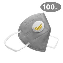 방독면필터 특급방진마스크 화산재방독면 호흡 밸브가 있는 마스크 마스크 재사용 가능 마스크 레이어 필터 보호 안전 마스크 성인 일반 마스크, 그레이 100개