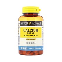 Mason Natural 칼슘 비타민 D3 600mg 100정, 100개, 1개