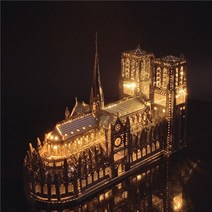 건축물 3D 입체 퍼즐 금속 조립키트 아트 DIY 집콕 직장인 취미, 실버노트르담, 기본제공 개