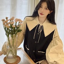 스웨터 조끼 여성 패치 워크 빈티지 배기 라운드넥 모리 소녀 스타일 패션 니트 얼짱 귀엽고 부드러운 캐주얼 봄 스트리트웨어