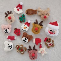 아이라잇댕 강아지 크리스마스뱃지 산타 루돌프 곰 장갑 트리 붕어빵 별 모양 브로치 와펜, 루돌프(핑크)