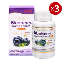 하이웰 뉴질랜드 빌베리 비타민C 500 60캡슐 눈 건강 영양제 눈피로 츄어블, 60정 x3개