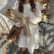 퍼프소매 셔츠원피스 CHIC 봄 여름 소프트스타일 벌룬소매 러블리 주름 큰 치맛자락 인형 여성 2095668615