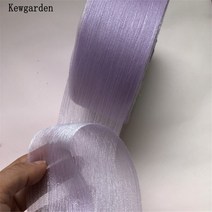 Kewgarden 도매 DIY 보우 액세서리 Riband 6CM 60mm 스트라이프 주름 Tulle 리본 수제 테이프 Voile 리본 50 야드, 라이트 퍼플
