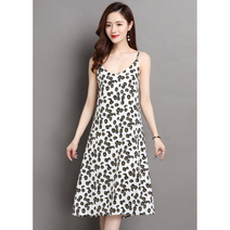 여성스러운 A라인 민소매 끈 원피스 2컬러