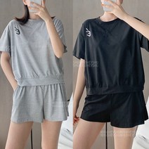 여성 홈웨어 트레이닝 세트 반바지 반팔 티셔츠 여름