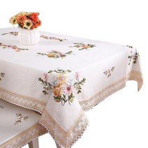 후아나야 테이블보 화이트 4인 식탁보, E, 130x180cm