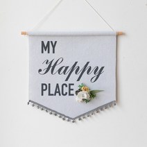 [메리고홈] 북유럽 펜던트 플래그 벽장식 인테리어소품샵 집꾸미기 집들이선물 여자아이방꾸미기 벽장식소품, MY HAPPY M