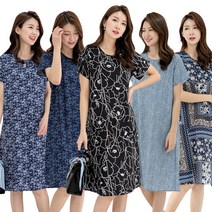 우일 여성 인견 패턴 반팔 원피스 5종