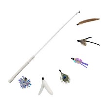 우주캣 고양이 장난감 깃털 수제 낚시대 + 리필 장난감 6종 세트 (기본/롱), 기본(66cm)