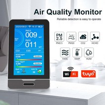 루버창 WIFI 공기 품질 감지기 Tuya 10 In 1 CO2 테스터 PM2.5 PM10 TVOC HCHO AQI 포름알데히드 모니터, 한개옵션0