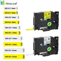 라벨링기계 라벨프린터기 실링기 열수축 튜브 테이프 프린터 라벨링 기계 용, Black on Yellow_24mm
