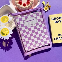 떨샵 해피니스 6공 포카바인더 + 속지30장 지퍼형 다이어리 A5 콜렉트북 포카북, 퍼플