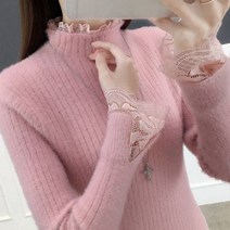 썬왕 여성 레이스 폴라티셔츠 니트스웨터