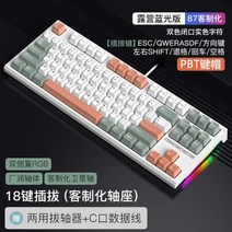 RKR87 기계식 키보드 R104 유선 RGB객제화 87키 PC 노트북 e스포츠 게임 핫플러그, 1, R87캠핑(블루레이-18키)싱글USB유선, K 백축