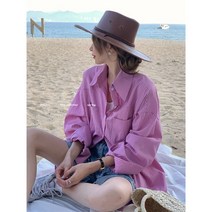 하늘색셔츠 소라색 스트라이프 셔츠 여성 하늘색 블라우스