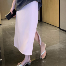 데이홀릭 여성용 캐주얼 옆트임 비비드 뒷밴딩 H라인 롱스커트