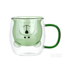 VIONS 이중 유리컵 손잡이 280ml, 라임그린