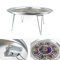 56cm 추억의 옛날 접이식 양은 밥상 술상 테이블 레트로 교자상 양철 발상, 기본