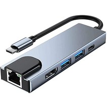 SLAUNT USB C 허브 어댑터 USB C - 이더넷 어댑터 멀티포트 동글 4K HDMI 어댑터 이더넷 포트 USB 3.0 및 2.0 포트 맥북 아이패드 XPS 스위치