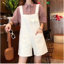 후이 여성 멜빵 반바지 와이드 일자 반바지 점프수트