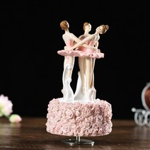 발레리나오르골 태엽 발레오르골 인형 움직이는 공주 음악박스 보석함 뮤직박스 빈티지 회전, 핑크 군무 오르골 (캐논뮤직)