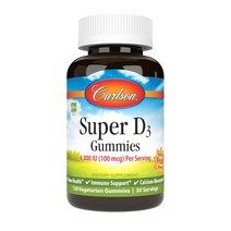칼슨랩스 슈퍼 D3 4000IU 100mcg 베지테리안 구미 내추럴 과일 맛 120개입 1개