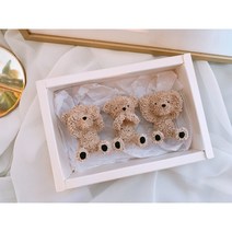 [라뮤즈캔들] ﻿뽀글이 곰돌이 3종 세트 차량용 석고방향제 리필오일 박스포장, 무향, 브라운