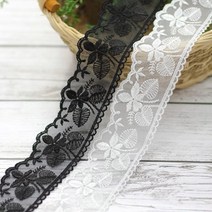 쏘잉스 TR레이스] 5.2cm 꽃잎과 양쪽나뭇잎 2color(98258) CA3, 블랙