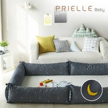 굿나잇 자수 순면 유아 범퍼 쿠션37X110, 색상:진그레이