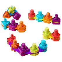 THE WAROOM SHOP 나사 너트 장난감 모양 색상 인식 너트 볼트 세트 소년 유아용 빌딩 블록, 200x100x50mm, 플라스틱, 여러 가지 빛깔의
