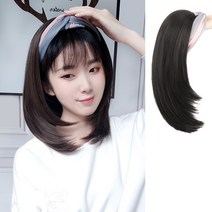 여성 헤어밴드형 단발헤어가발 머리띠 부분가발 트렌드 패션가발, E타입