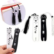 고양이책갈피 북마커 나무 우드 책갈피 북키스 종이책갈피, (검정)