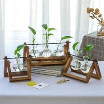 수경재배 화분 플랜테리어 원목 유리병 실내 장식품, T타입 B스타일 레트로(식물보내기)