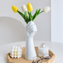 여인 얼굴 모양 꽃병 세라믹 화병 손 모양 도자기 화병 인테리어 오브제 동양꽃꽂이 vase, 꽃을 든 손(대)