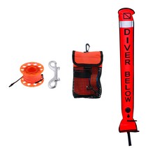 ZLD 스쿠버 다이빙 스노클링을위한 Surface Marker Buoy SMB 및 핑거 릴 및 백, 4FT 오렌지