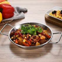 스텐 플레이팅 접시 22cm 홈파티 캠핑용 바베큐 그릇캠핑 스테인리스 식기 업소용 디저트 과일 케이크 원형접시 플레이트 브런치, 본상품