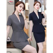 커리어우먼 여름 정장세트 여자 여름 반팔 호텔 프런트