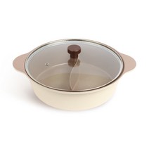 키친웰 세라믹 반반 IH 냄비 KitchenWell, 28cm 세라믹 IH 반반냄비 베이지, 1개