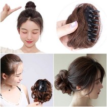 여성 똥머리가발 똥머리가발 곱창밴드 블랙 가발밴드 올림머리 당고머리가발, 초니, 연브라운