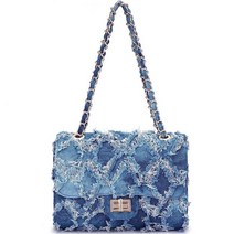 MKP 여성 Small 숄더백 퀼트 크로스바디 디스트레스드 진 데님 지갑 이브닝백 클러치 핸드백 with Chain 스트랩