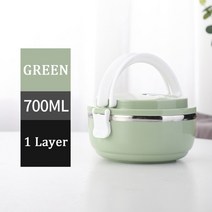 보온도시락 휴대용 다층 스테인레스 스틸 식품 보관 상자 가족 여행 피크닉 누출 방지, jpa1layer그린